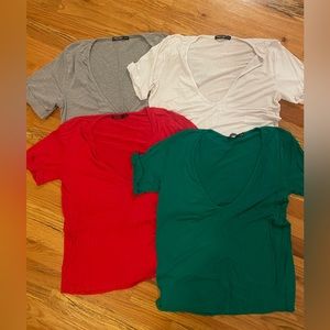 4 for $12 v-neck T-shirts
